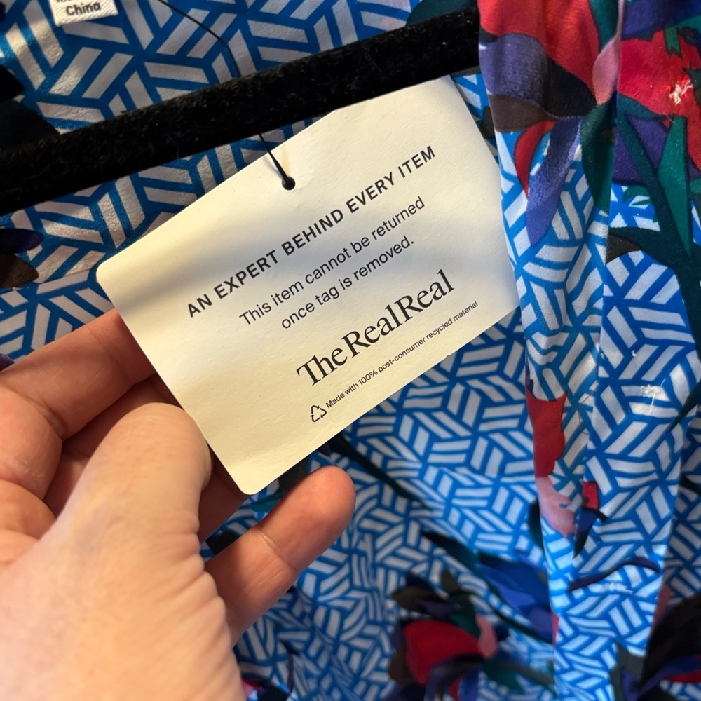 Equipment Blue and Red Patterned Blouse - Picture 4 of 11
